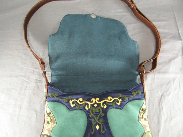 Oovoo Silk Embroidered Leather Shoulder Bag Handbag NR 5