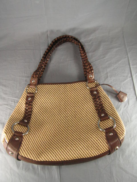 Banana Republic Woven Shoulder Bag Handbag W/ Leather