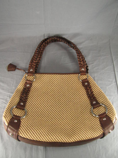 Banana Republic Woven Shoulder Bag Handbag W/ Leather 1