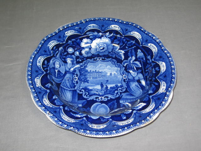 Dark Blue Historical Staffordshire Plate Bowl Clews NR!