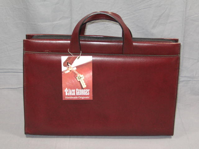 NEW Jack Georges Brown Leather Briefcase Shoulder Bag