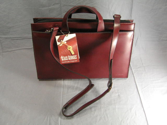 NEW Jack Georges Brown Leather Briefcase Shoulder Bag 2