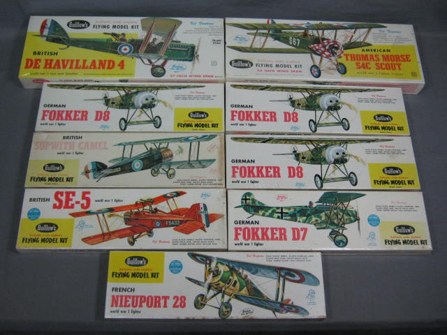 9 Vtg Guillows Model Airplane Kits Fokker D8 Haviland