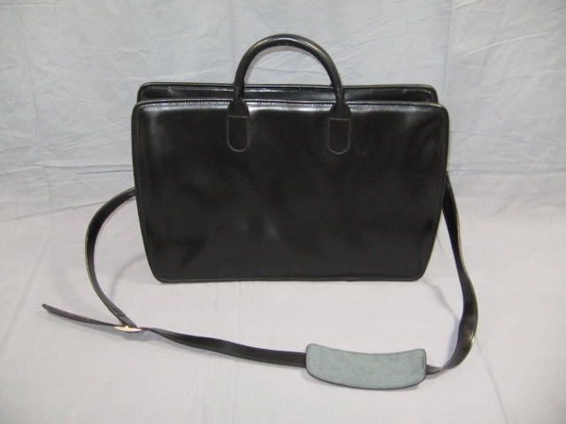 Jack Georges Black Leather Briefcase Shoulder Bag NR