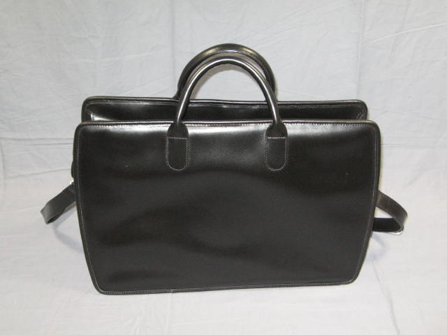 Jack Georges Black Leather Briefcase Shoulder Bag NR 1