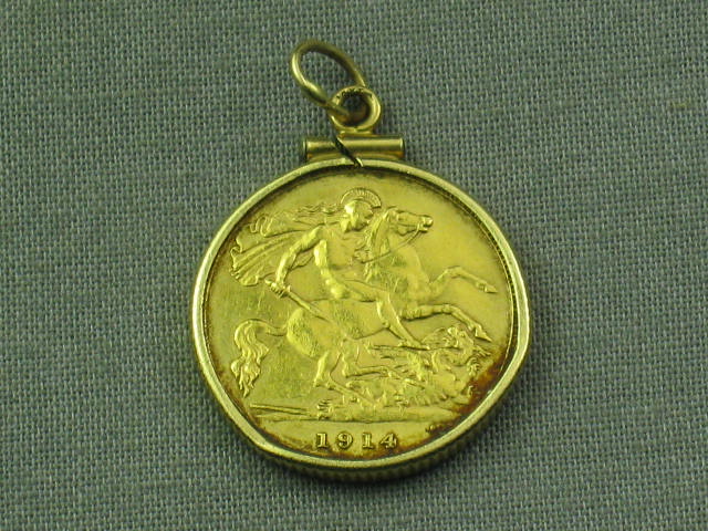 1914 British King George V Gold Sovereign Coin Jewelry 2
