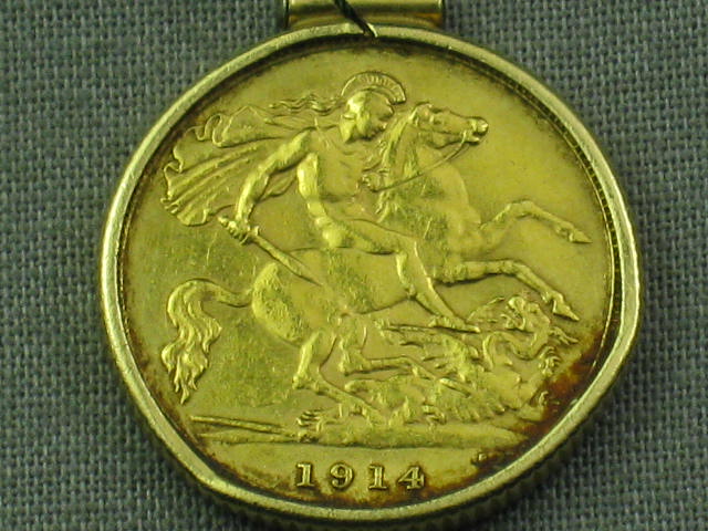1914 British King George V Gold Sovereign Coin Jewelry 3