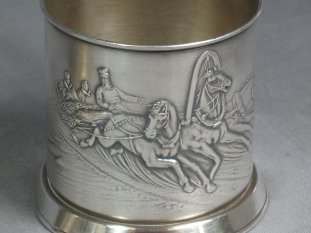 8 Vtg Antique Russian Silver Tea Cup Glass Holder Lot 2