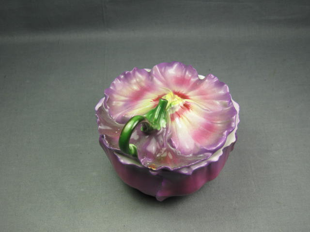 Royal Bayreuth Bavaria Pansy Flower Trinket Box W/ Lid 3