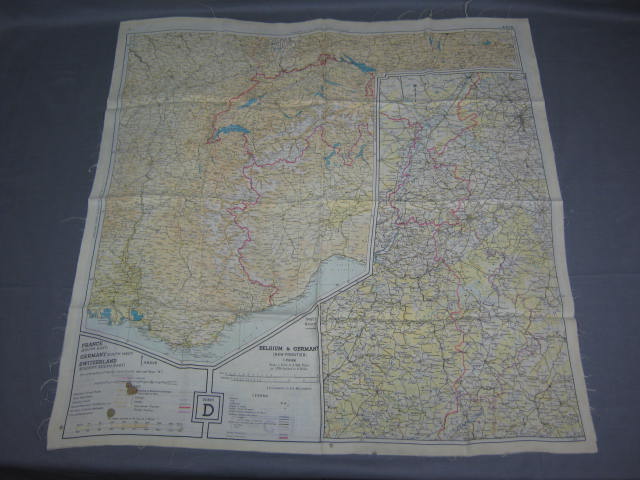 WWII 43/C +D Series Silk Escape Map Germany France + NR 5