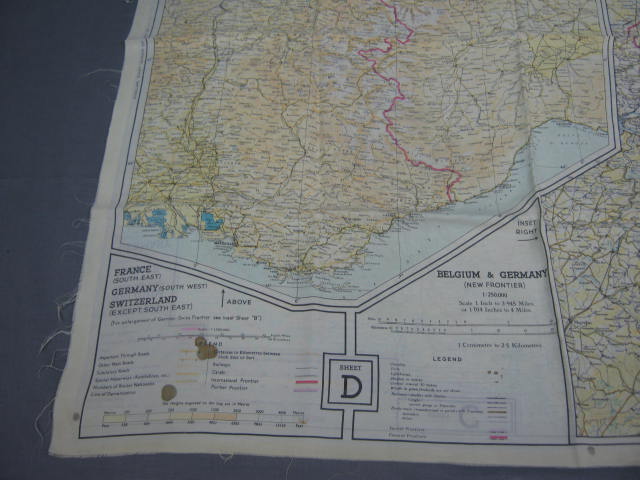 WWII 43/C +D Series Silk Escape Map Germany France + NR 9