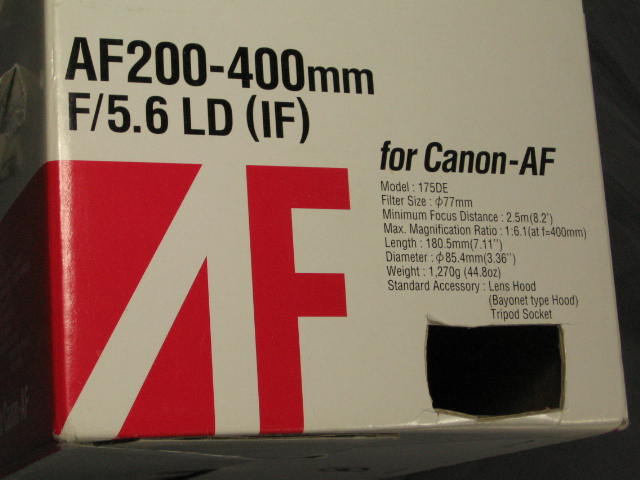 Tamron AF 200-400mm F/5.6 LD (IF) Canon AF Camera Lens 8