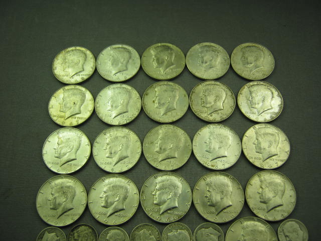 21 1965-1969 Silver Half Dollars + 30 Pre 1964 Dimes NR 1