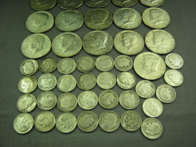21 1965-1969 Silver Half Dollars + 30 Pre 1964 Dimes NR 2