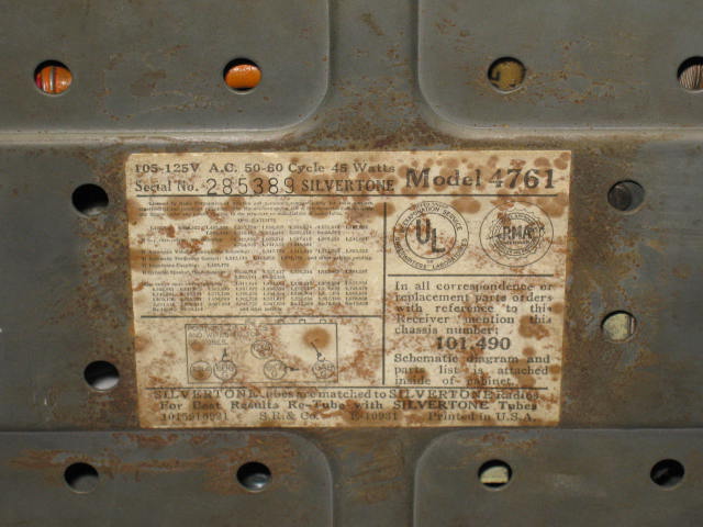 Vtg 1937 Sears Silvertone Bakelite Tube Radio #4761 NR! 5