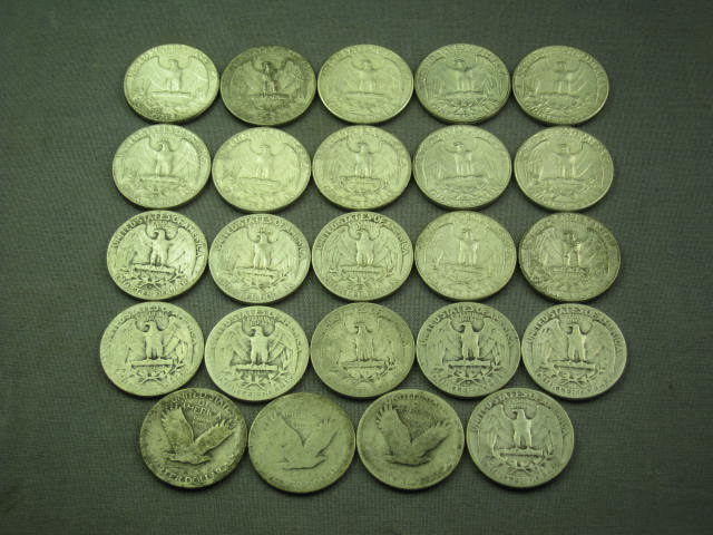 24 Vtg Pre-1964 Washington Silver Quarter Coin Lot NR! 1
