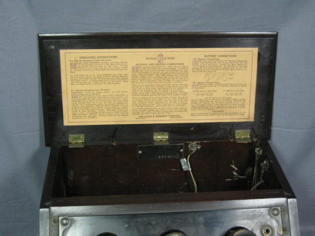 Antique 1923 Colin B Kennedy Model V 5 Tube Table Radio 2