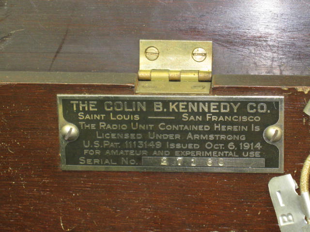 Antique 1923 Colin B Kennedy Model V 5 Tube Table Radio 3