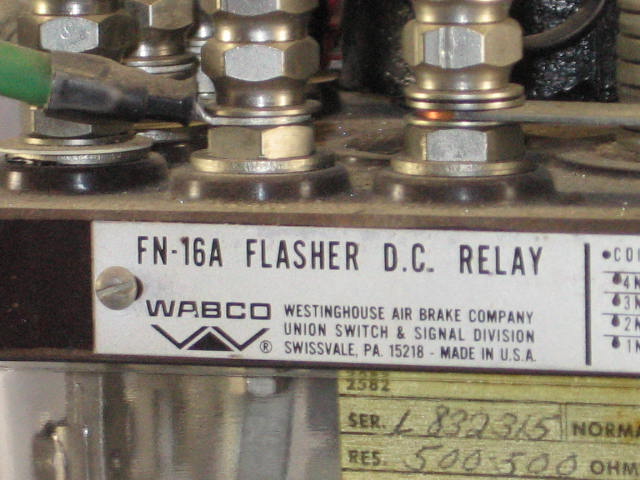 Wabco FN-16A Railroad Flasher D.C. Signal Relay NR 7