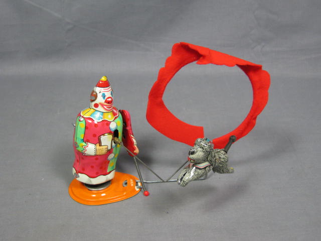TPS Clown Trainer Acrobatic Dog Wind-Up Tin Toy W/ Box 1