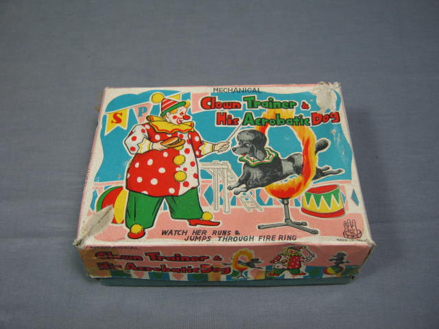 TPS Clown Trainer Acrobatic Dog Wind-Up Tin Toy W/ Box 4