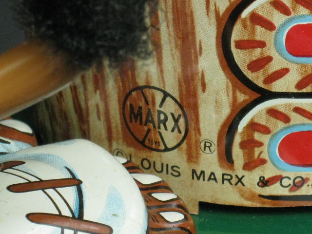 Vtg 1964 Marx Nutty Mad Indian Tin Litho Toy J-9619 NR! 4