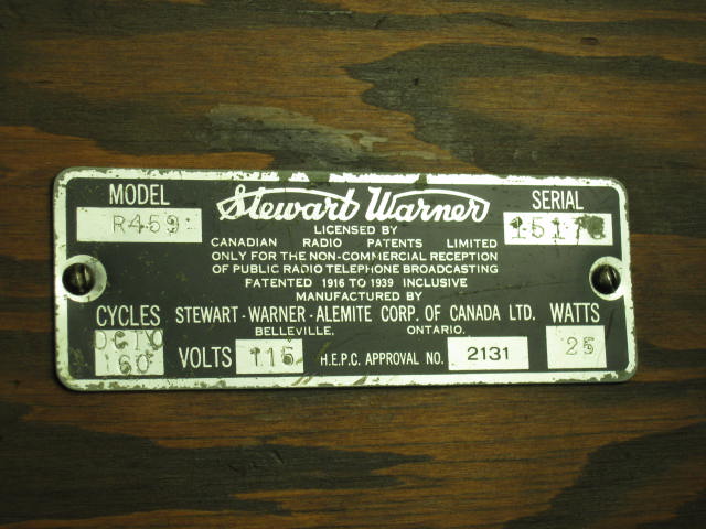 Vtg Stewart Warner Wood Tube Table Radio Model R459 NR! 6