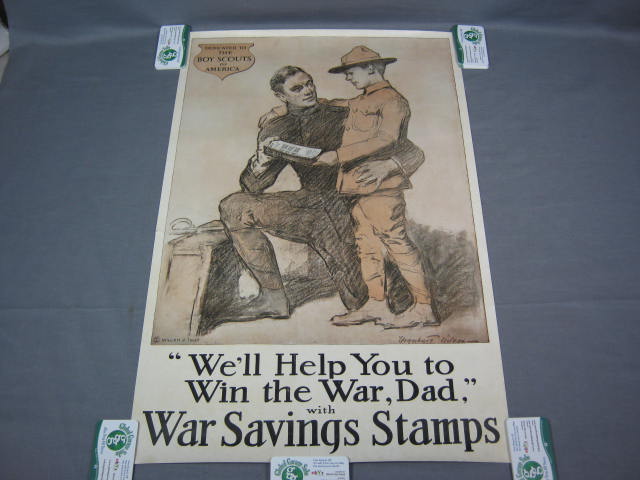 Original WWI Poster War Savings Stamps BSA Boy Scout NR