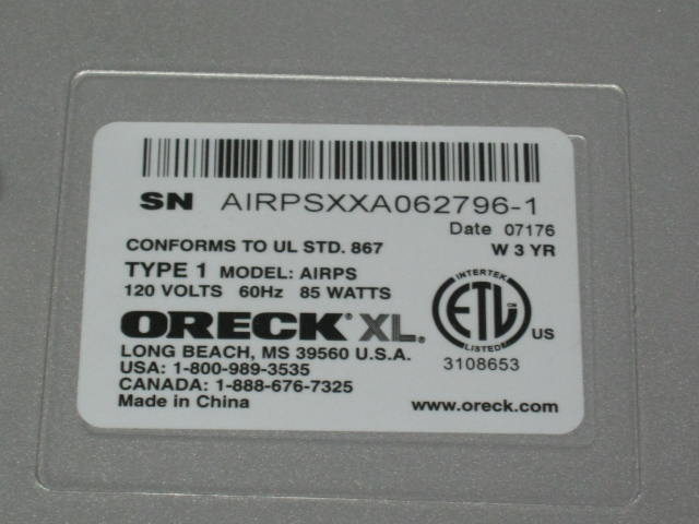 Oreck XL Professional Tabletop Air Purifier Truman Cell 7