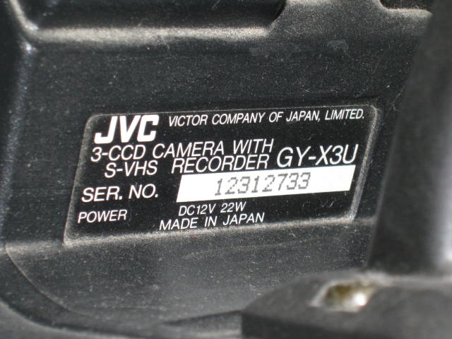 JVC GY X3 3 CCD 3CCD SVHS S-VHS Video Camera Camcorder 6