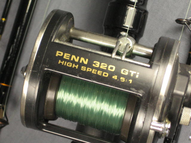 2 Penn 320 Gti Fishing Reels + Master Down Rigger Rods 4