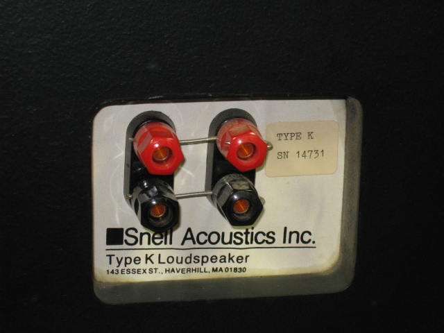 Snell Acoustics Type K Bookshelf Audio Stereo Speakers 8