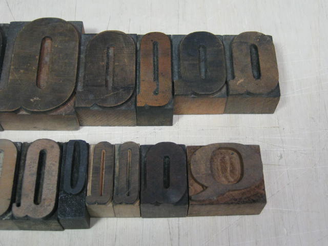 17 Mixed Letterpress Q Wood Printing Block Letters Lot 2