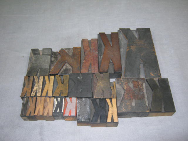23 Mixed Letterpress K Wood Printing Block Letters Lot