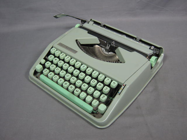 Vintage Hermes Rocket Portable Typewriter Green Keys NR 1