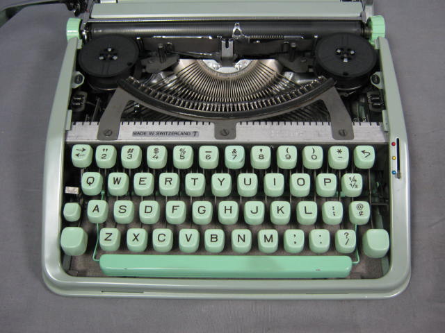 Vintage Hermes Rocket Portable Typewriter Green Keys NR 2