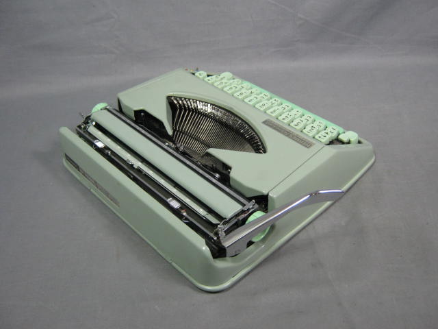 Vintage Hermes Rocket Portable Typewriter Green Keys NR 3