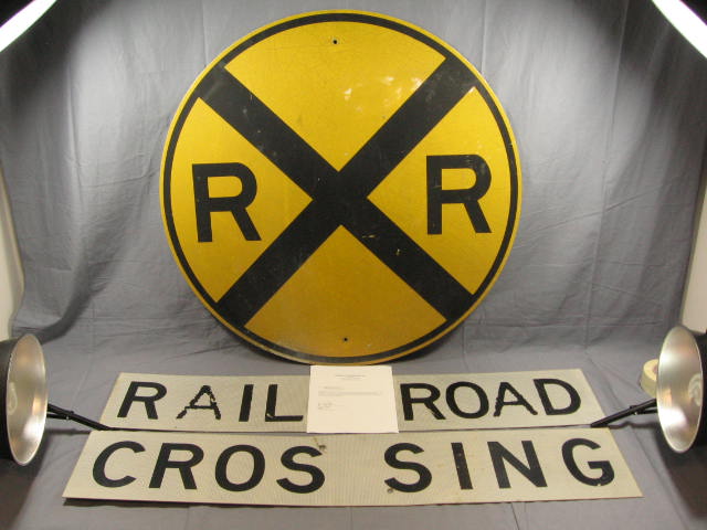 2 Vintage Orig. Metal Railroad Crossing Signs Crossbuck