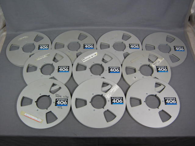 10 Ampex 406 Metal Audio Tape Reels Lot 10.5" x 1/4" NR