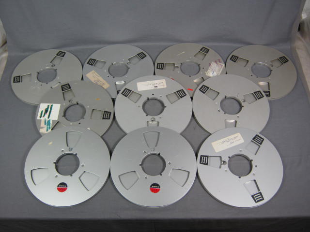 10 Metal Ampex CEC 10.5" x 1/4" Audio Tape Reels Lot NR