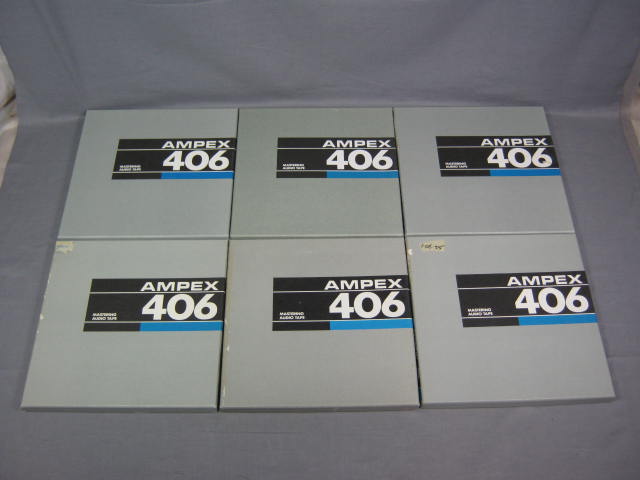 6 Ampex 406 10.5" x 1/4" Metal Audio Tape Reels W/Boxes