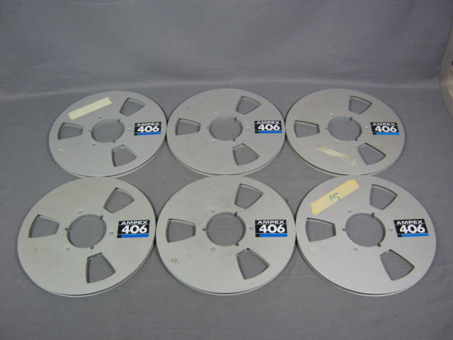 6 Ampex 406 10.5" x 1/4" Metal Audio Tape Reels W/Boxes 1