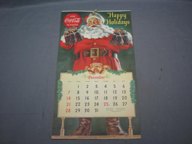 Vtg 1958/1959 Coca-Cola Coke Happy Holidays Calendar NR