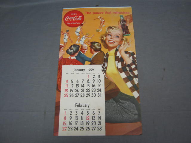Vtg 1958/1959 Coca-Cola Coke Happy Holidays Calendar NR 1