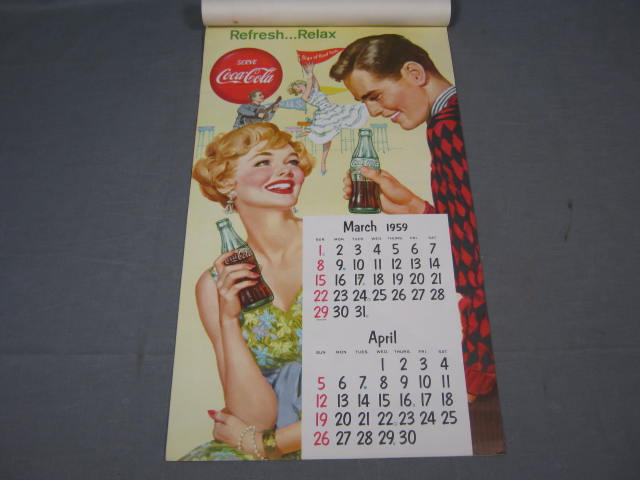Vtg 1958/1959 Coca-Cola Coke Happy Holidays Calendar NR 2