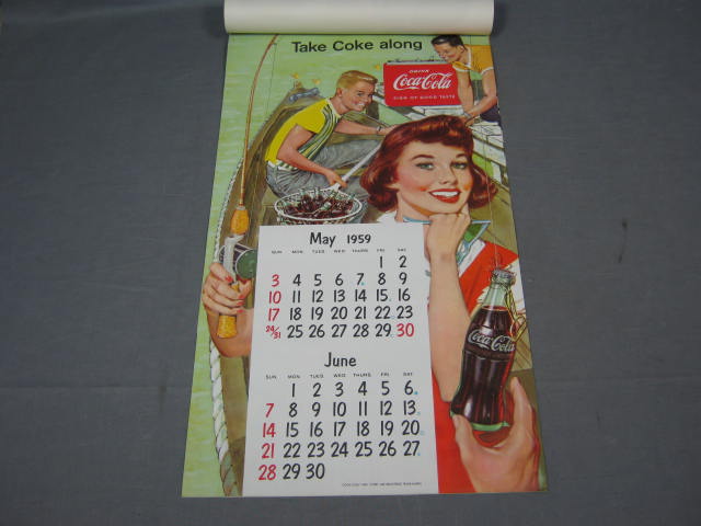 Vtg 1958/1959 Coca-Cola Coke Happy Holidays Calendar NR 3