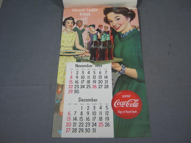 Vtg 1958/1959 Coca-Cola Coke Happy Holidays Calendar NR 6