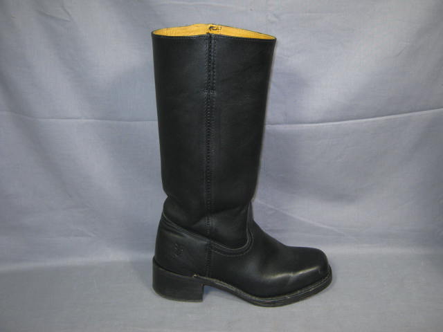 Womens Frye Campus Black Leather Boots Size 8 B Used NR 1