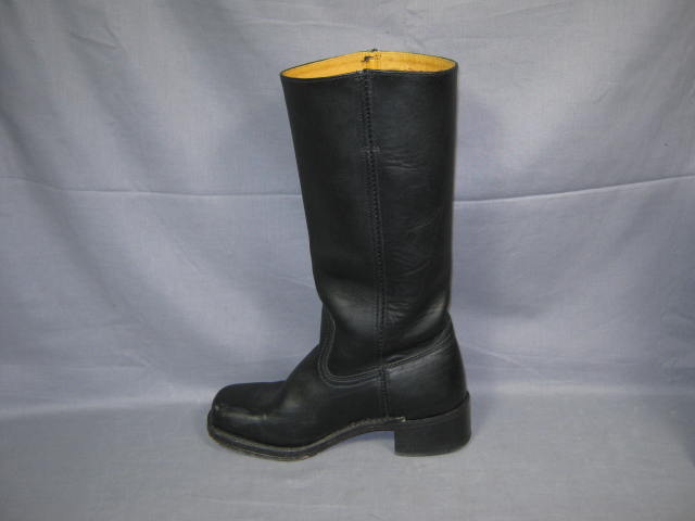 Womens Frye Campus Black Leather Boots Size 8 B Used NR 2