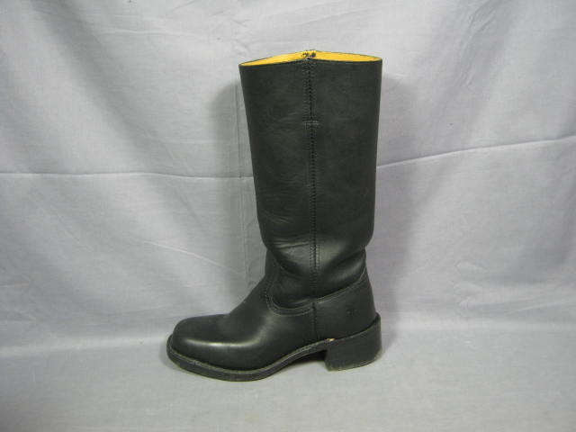 Womens Frye Campus Black Leather Boots Size 8 B Used NR 4